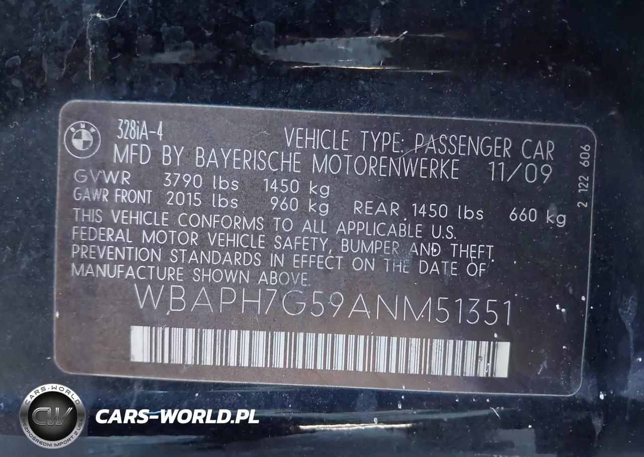 2010 BMW 328I VIN:WBAPH7G59ANM51351 - 9