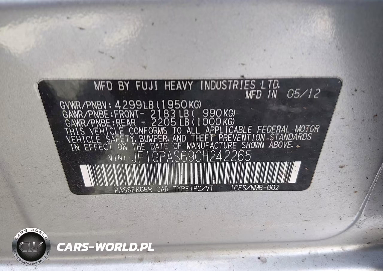 2012 Subaru Impreza 2.0I Sport Limited VIN:JF1GPAS69CH242265 - 9
