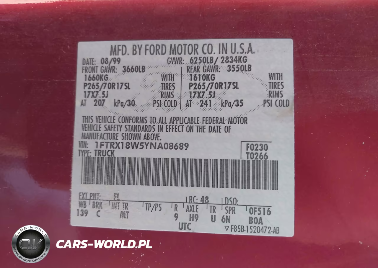2000 Ford F-150 Lariat-Work Series-Xl-Xlt VIN:1FTRX18W5YNA08689 - 9