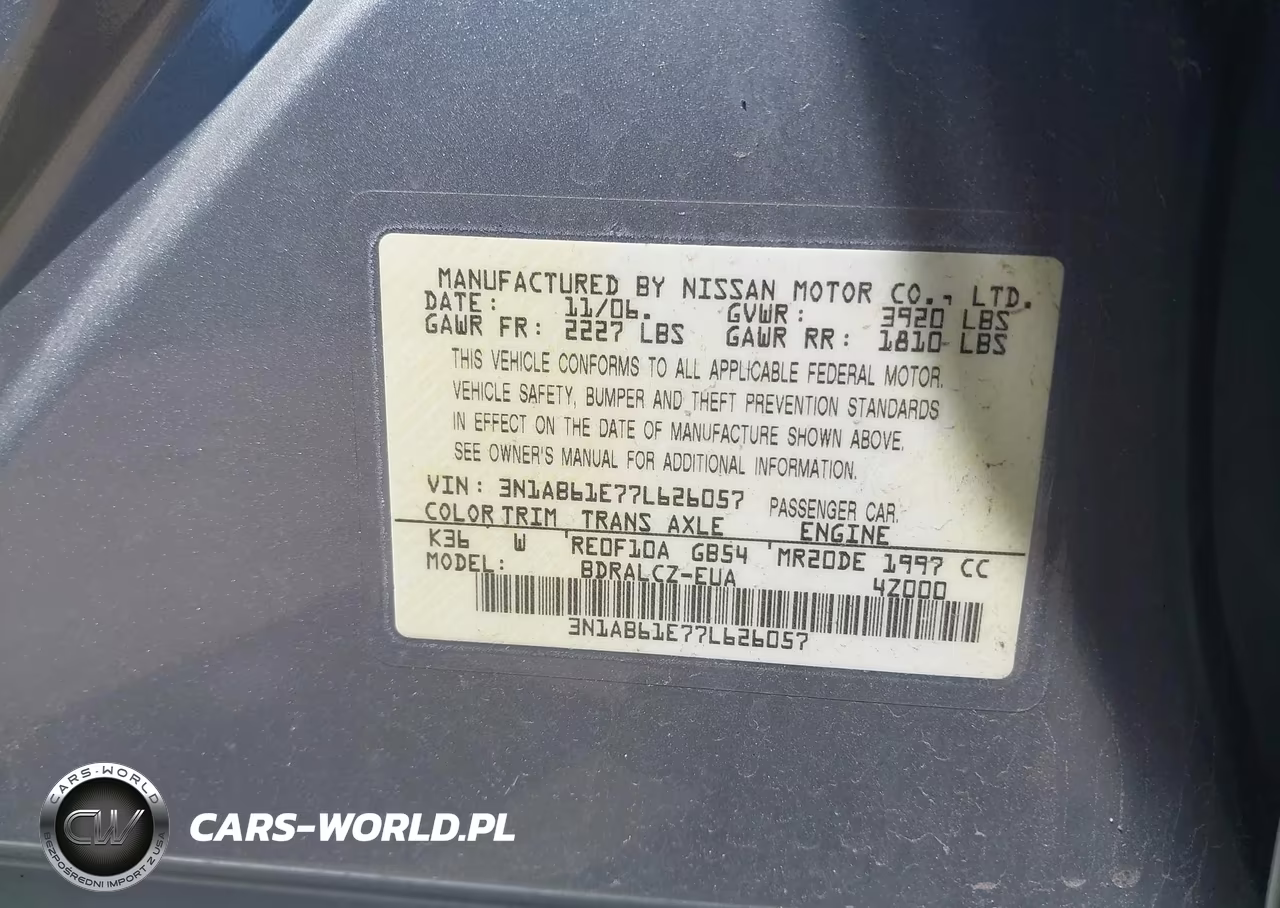 2007 Nissan Sentra 2.0 VIN:3N1AB61E77L626057 - 9