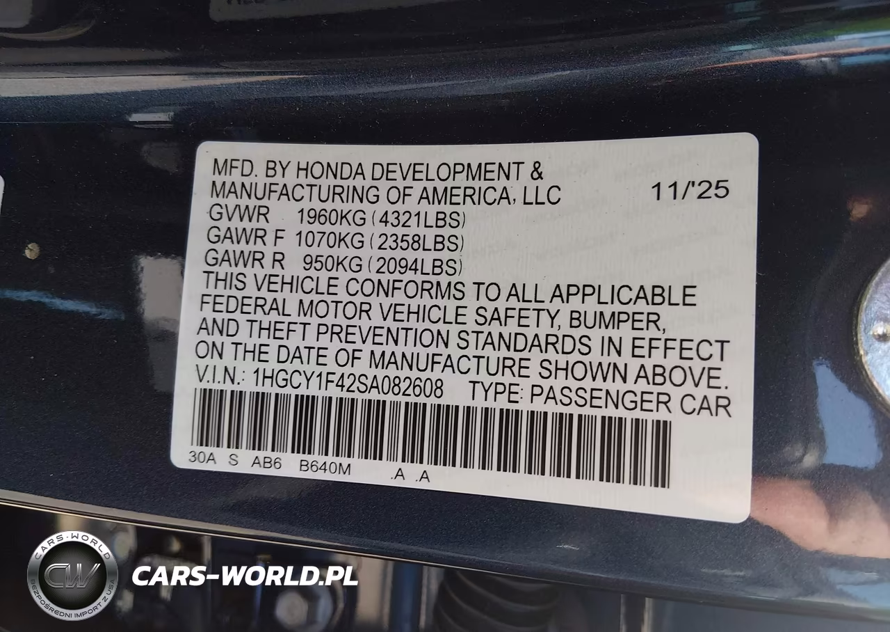 2025 Honda Accord Se VIN:1HGCY1F42SA082608 - 9