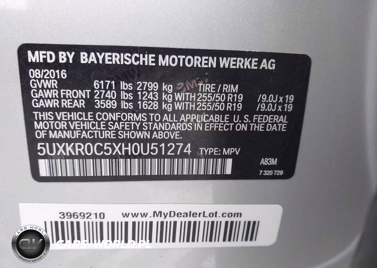 2017 BMW X5 xDrive35I VIN:5UXKR0C5XH0U51274 - 9