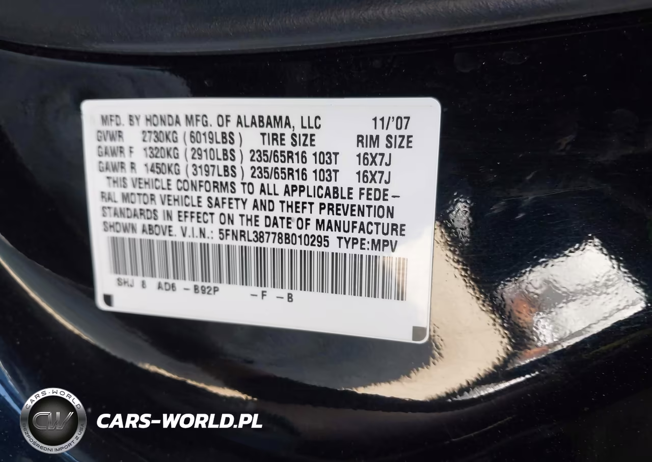 2008 Honda Odyssey Ex-L VIN:5FNRL38778B010295 - 9