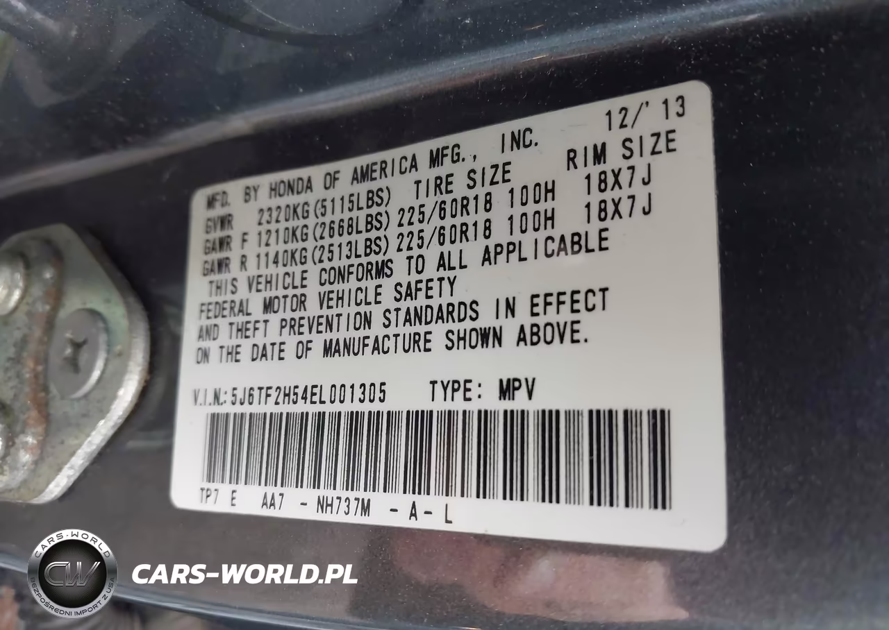 2014 Honda Crosstour Ex-L V6 VIN:5J6TF2H54EL001305 - 9