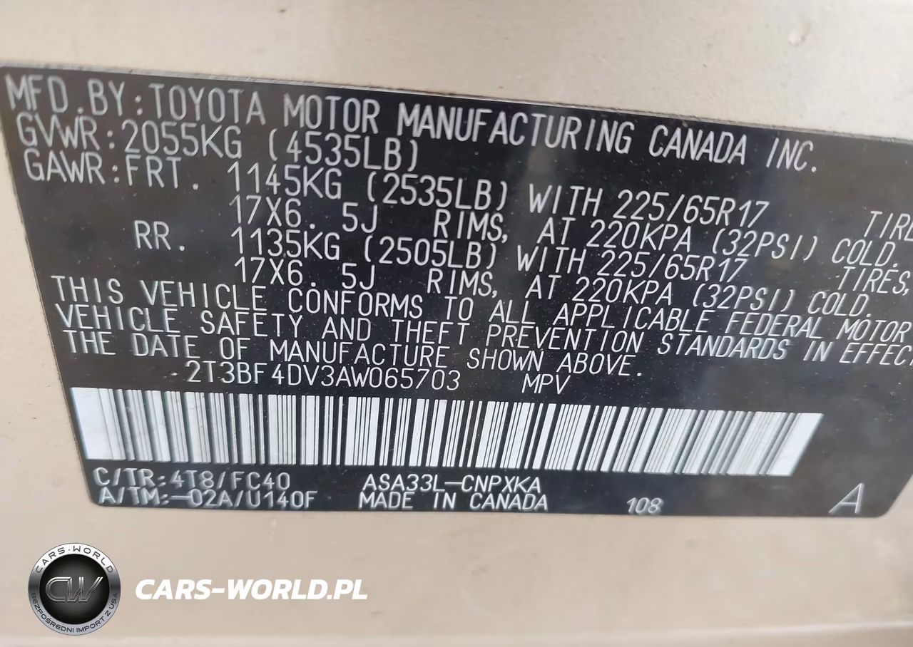 2010 Toyota Rav4 VIN:2T3BF4DV3AW065703 - 9
