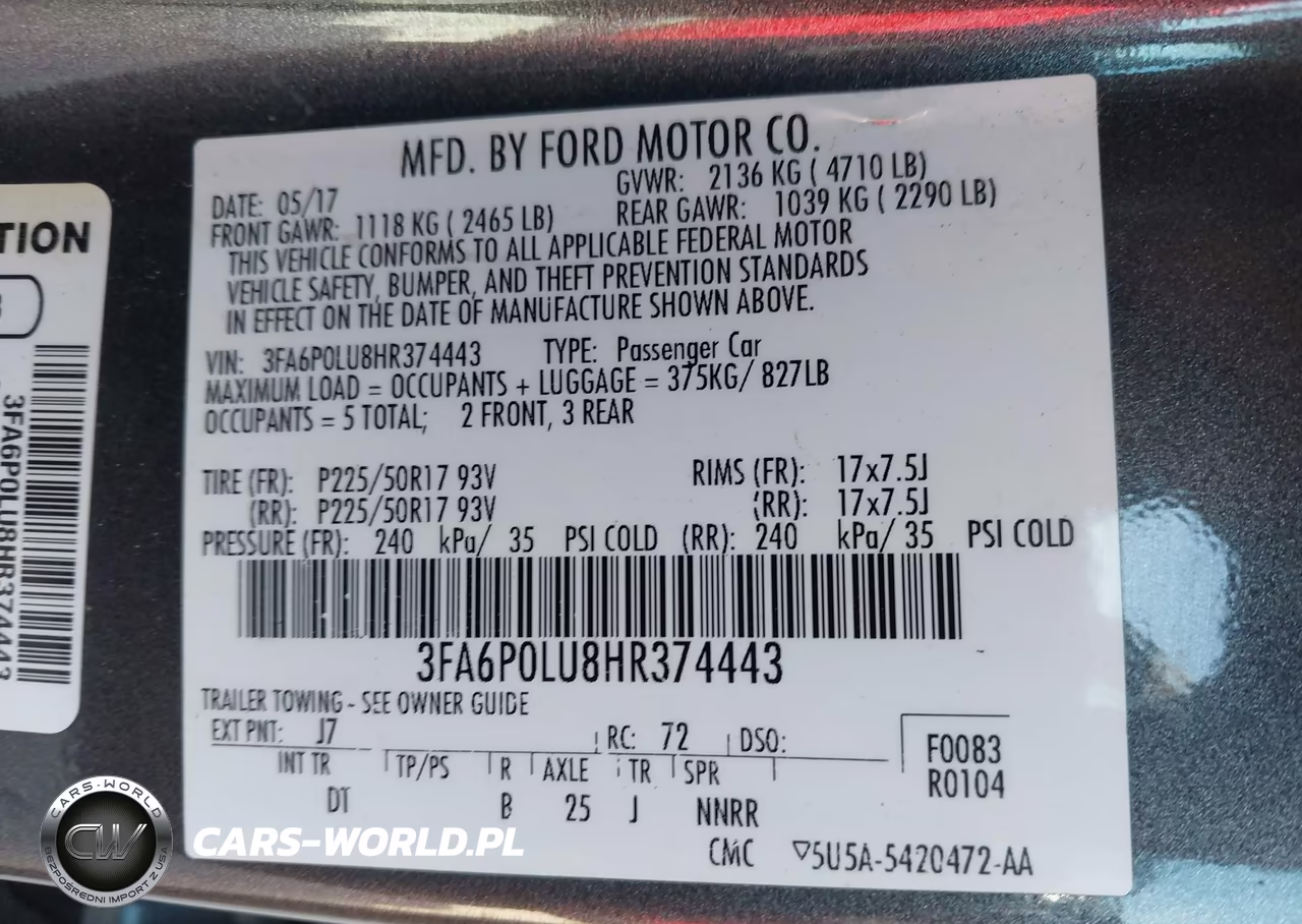 2017 Ford Fusion Hybrid Se VIN:3FA6P0LU8HR374443 - 9