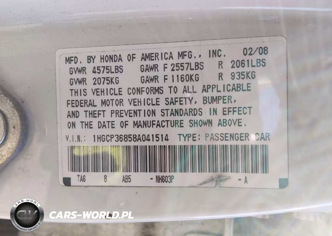 2008 Honda Accord 3.5 Ex-L VIN:1HGCP36858A041514 - 9