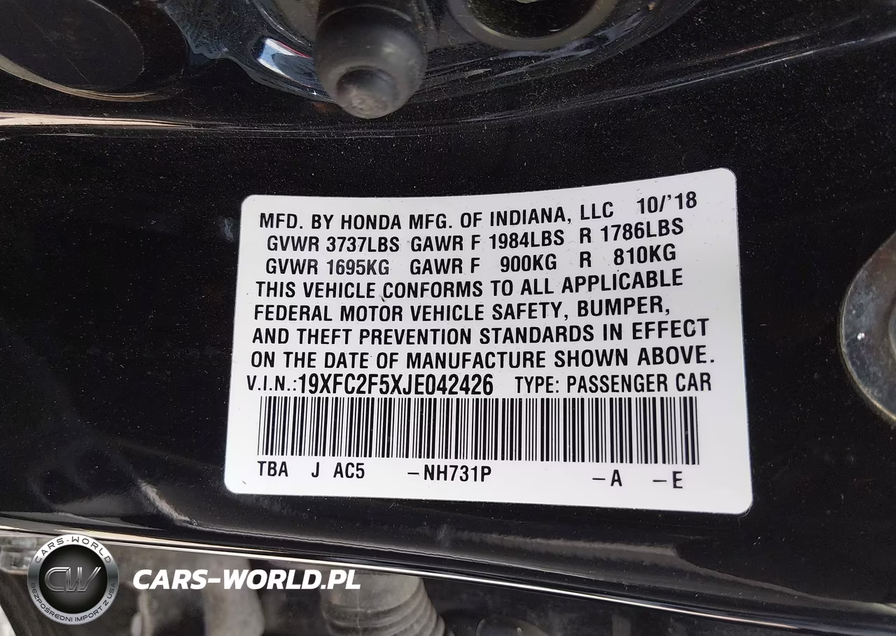 2018 Honda Civic Lx VIN:19XFC2F5XJE042426 - 9
