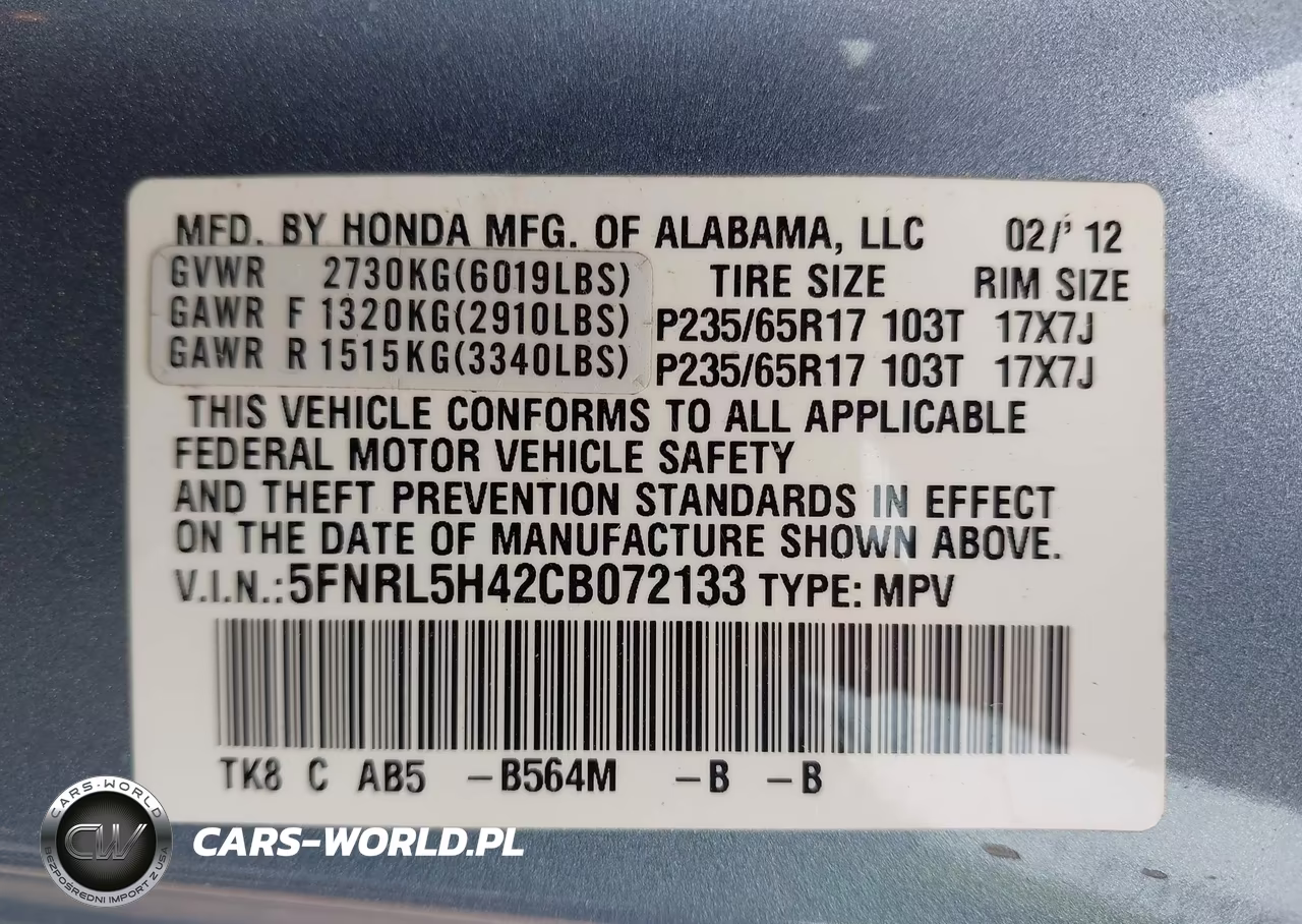 2012 Honda Odyssey Ex VIN:5FNRL5H42CB072133 - 9