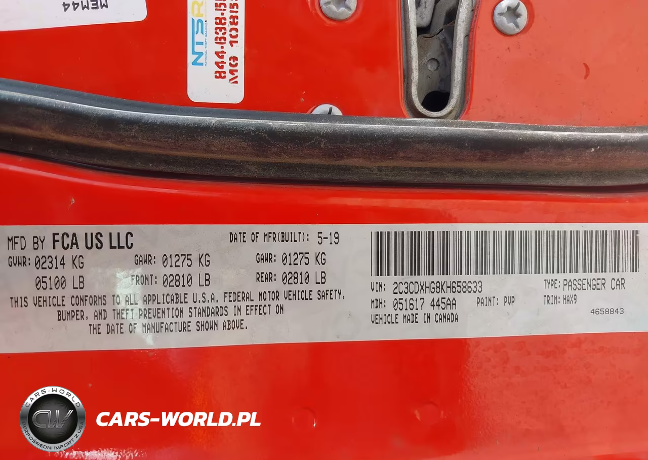 2019 Dodge Charger Gt Rwd VIN:2C3CDXHG8KH658633 - 9
