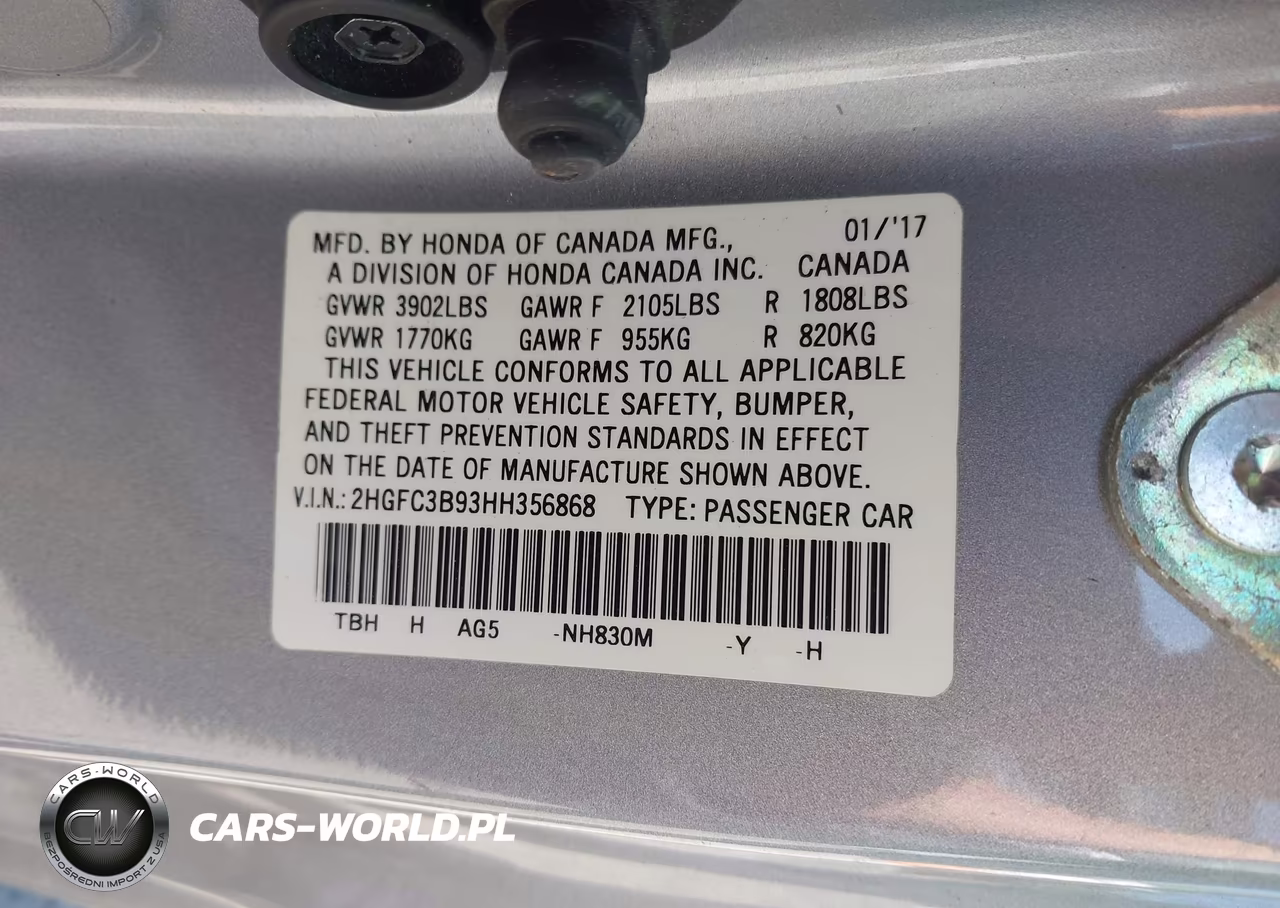 2017 Honda Civic Touring VIN:2HGFC3B93HH356868 - 9
