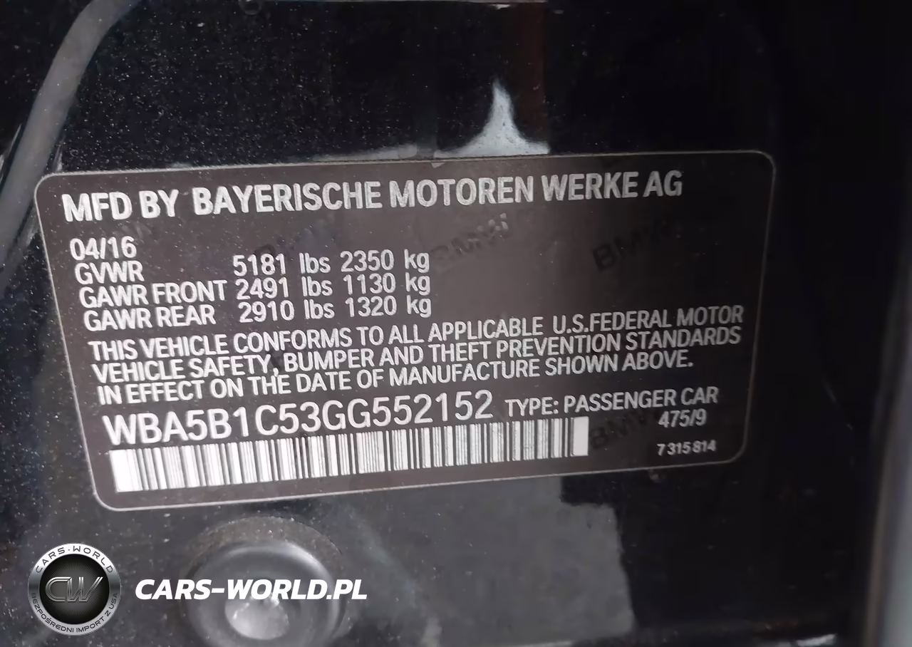 2016 BMW 535I VIN:WBA5B1C53GG552152 - 9