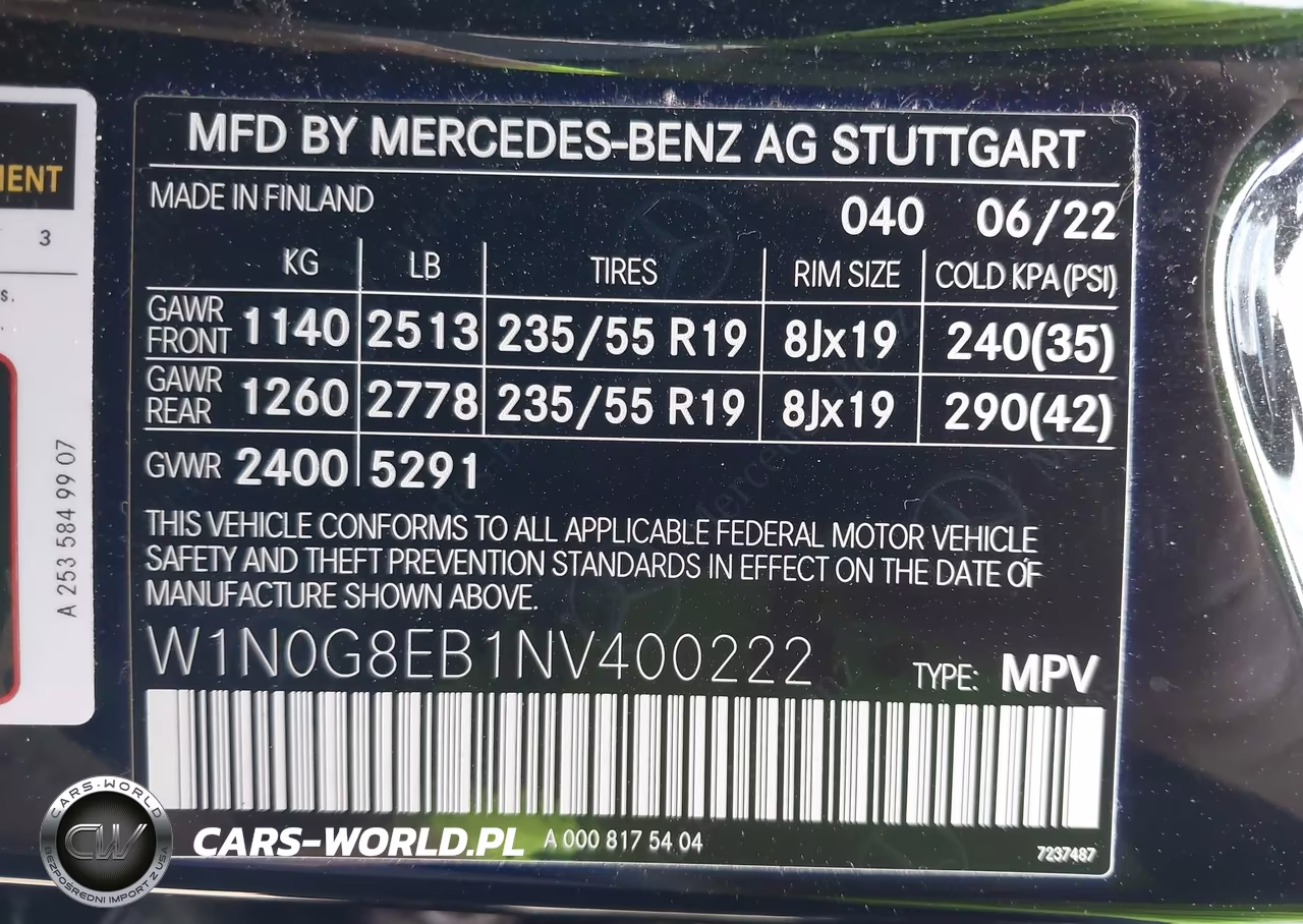 2022 Mercedes-Benz Glc 300 4Matic Suv VIN:W1N0G8EB1NV400222 - 9