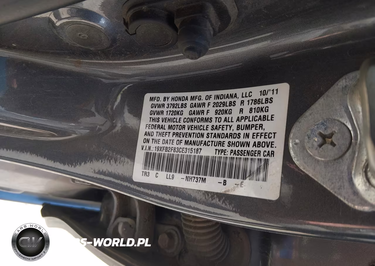 2012 Honda Civic Ex VIN:19XFB2F83CE315187 - 9