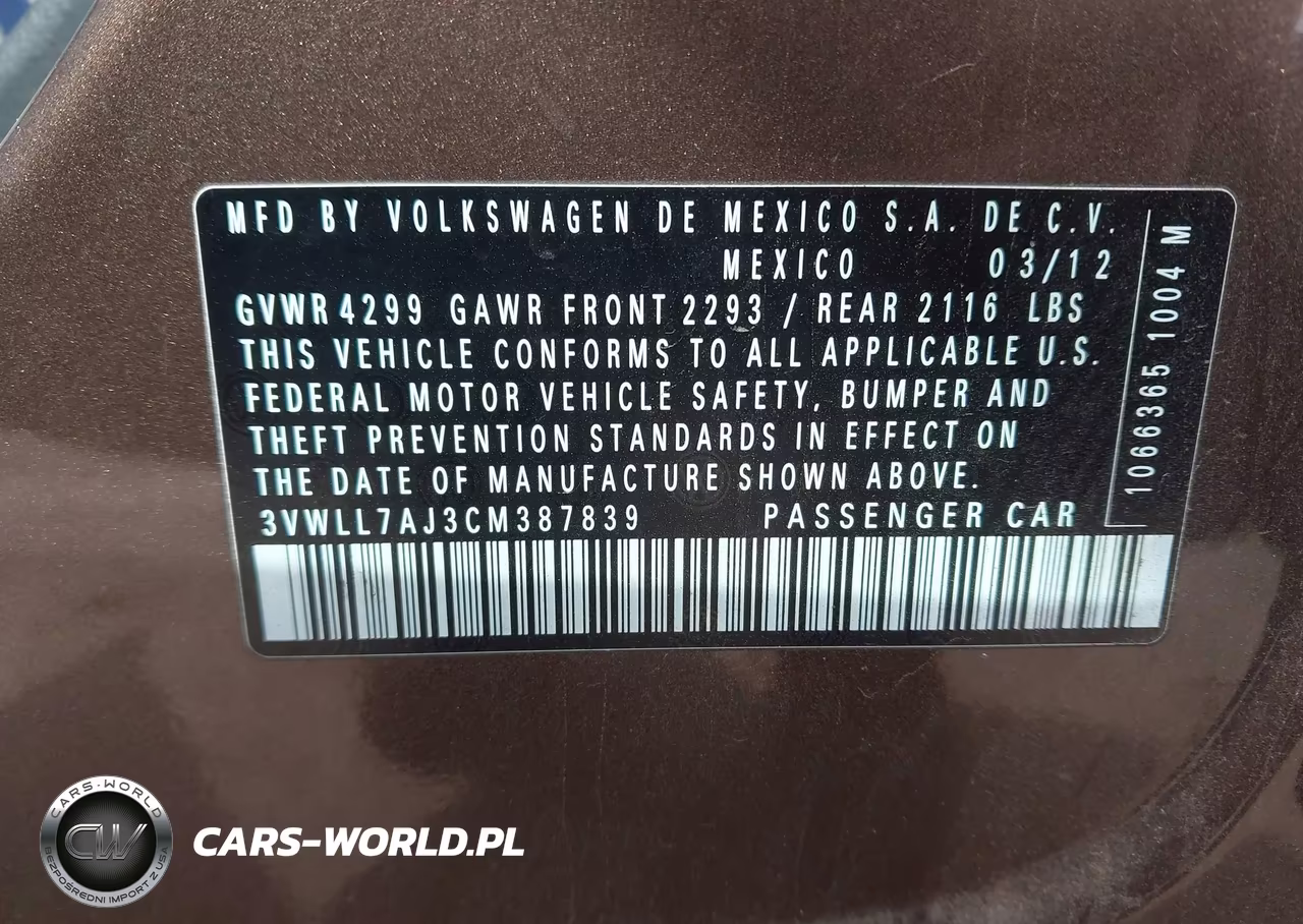 2012 Volkswagen Jetta 2.0L Tdi VIN:3VWLL7AJ3CM387839 - 9