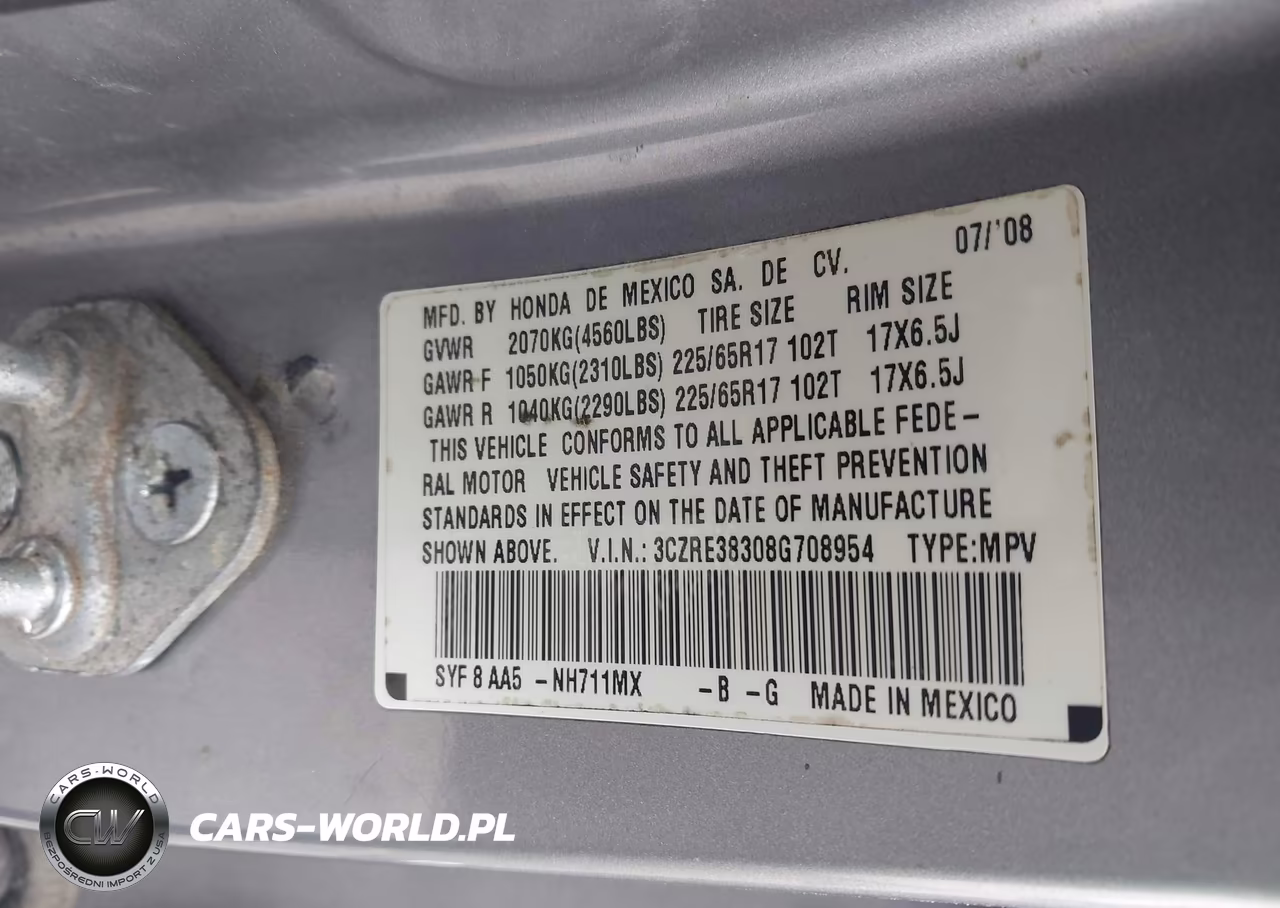2008 Honda Cr-V Lx VIN:3CZRE38308G708954 - 9