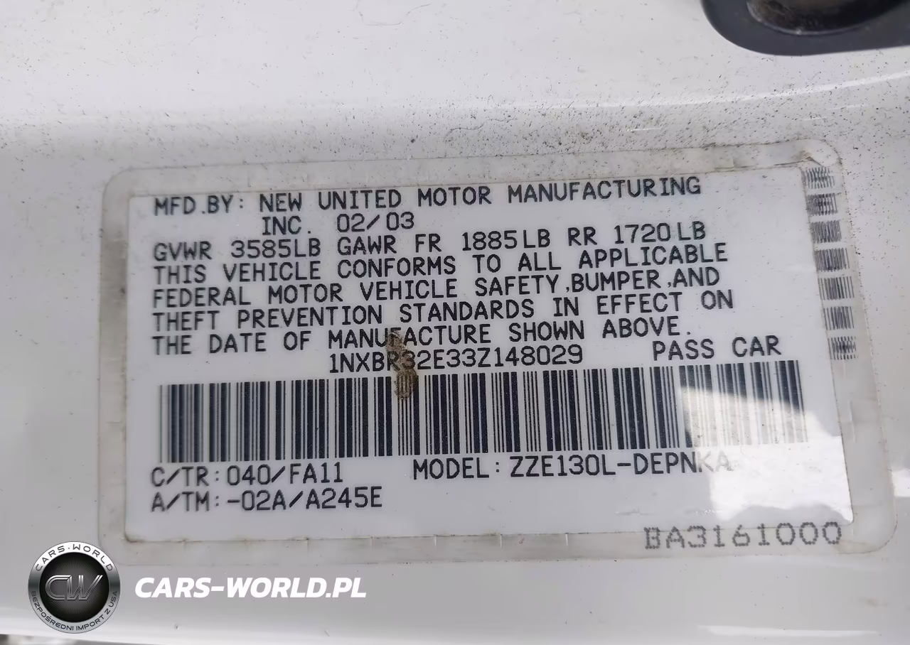 2003 Toyota Corolla Le VIN:1NXBR32E33Z148029 - 9