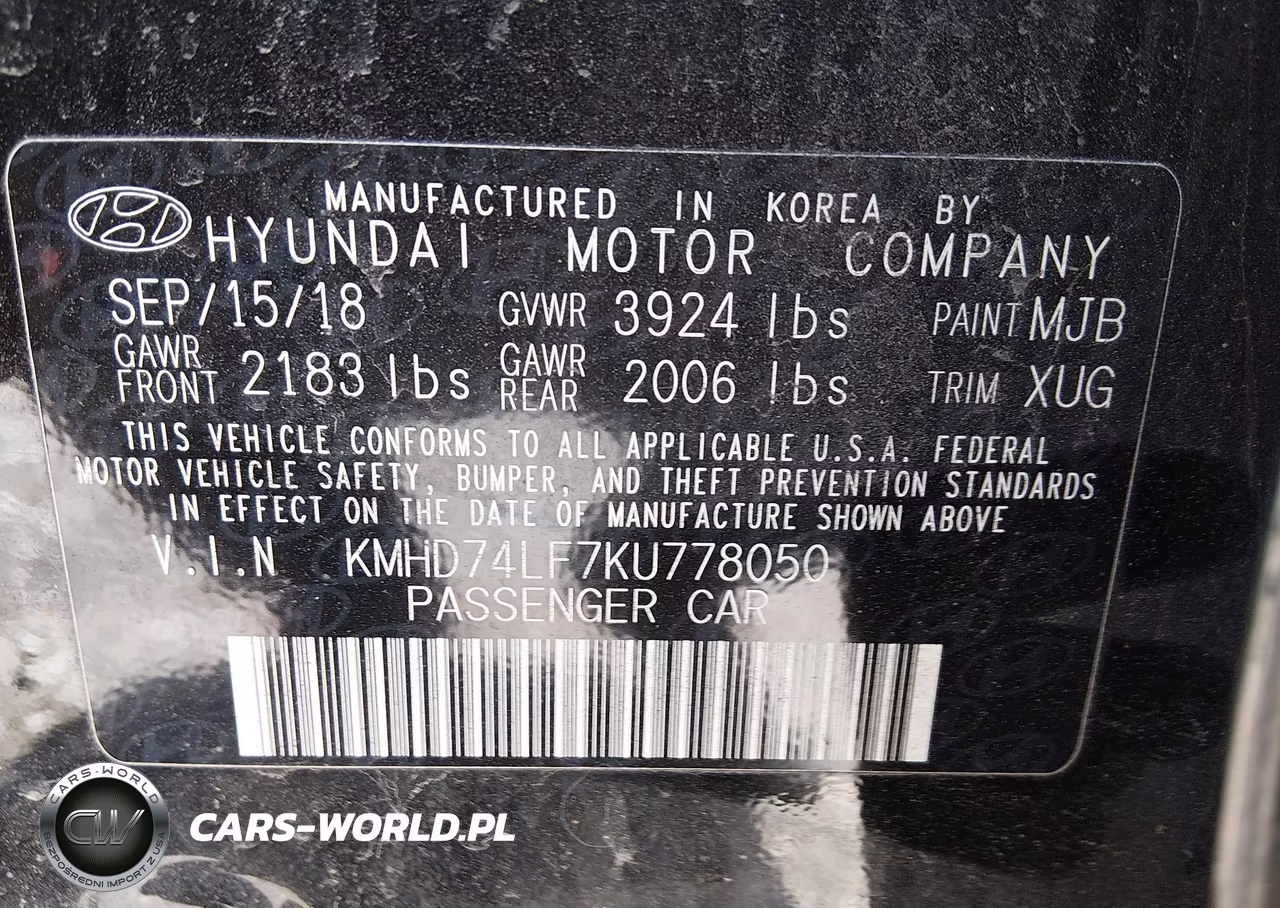 2019 Hyundai Elantra Se VIN:KMHD74LF7KU778050 - 9