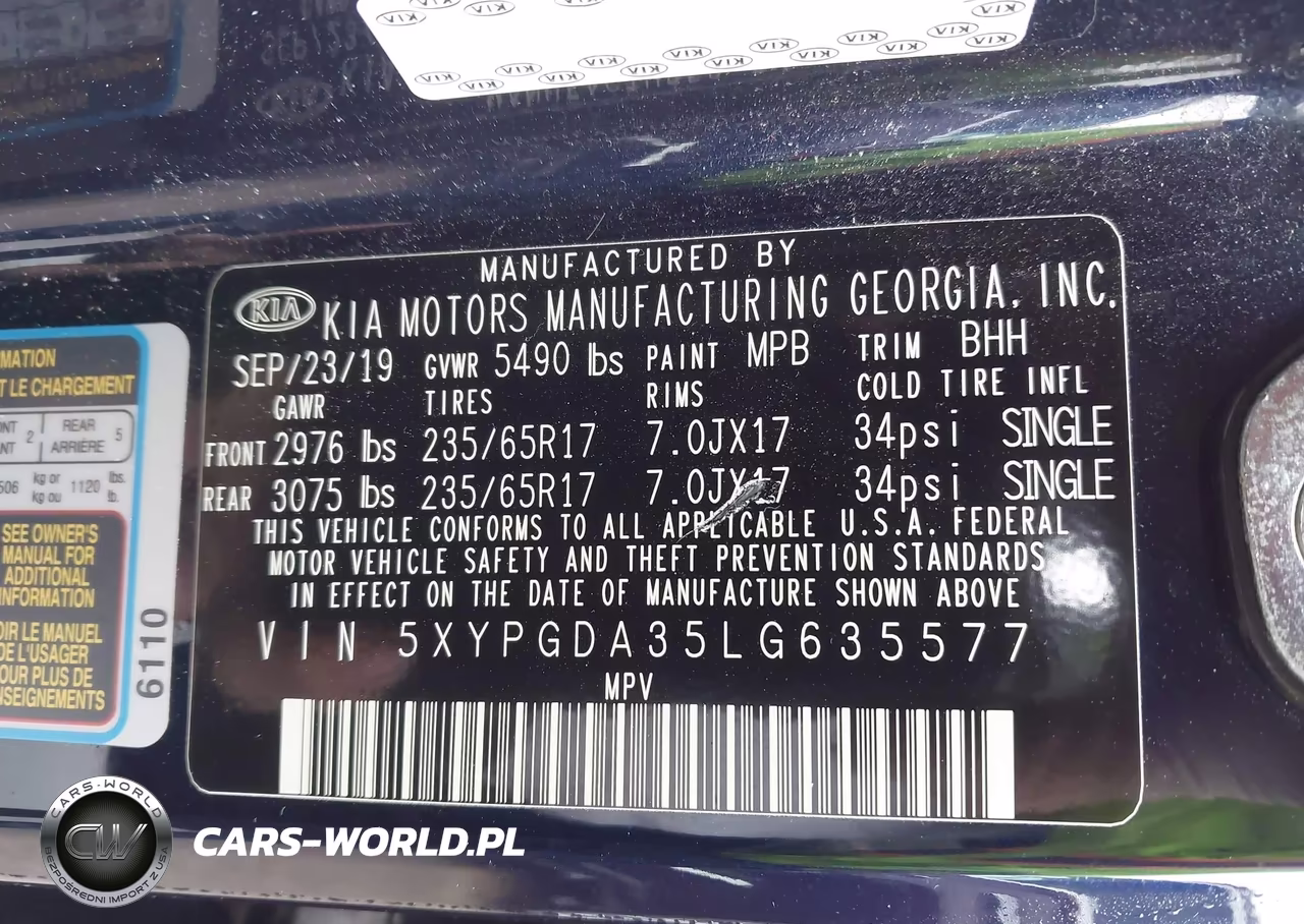 2020 Kia Sorento 2.4L Lx VIN:5XYPGDA35LG635577 - 9