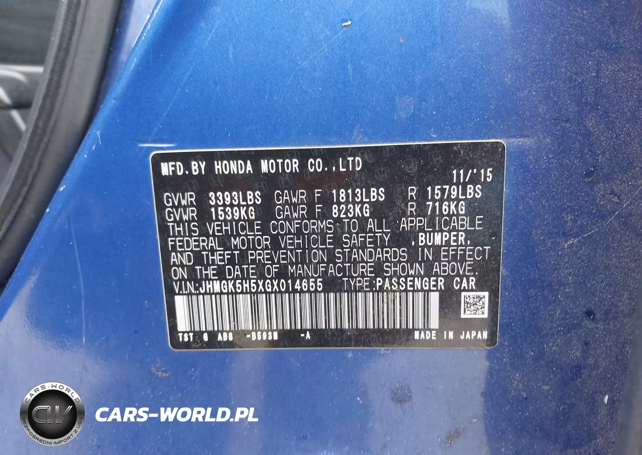 2016 Honda Fit Lx VIN:JHMGK5H5XGX014655 - 9