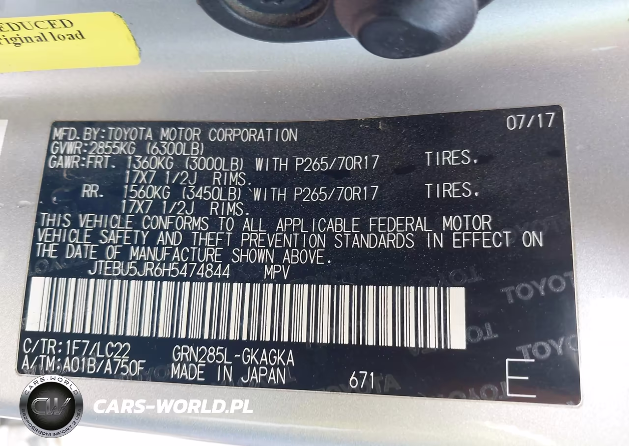 2017 Toyota 4Runner Trd Off Road Premium VIN:JTEBU5JR6H5474844 - 9
