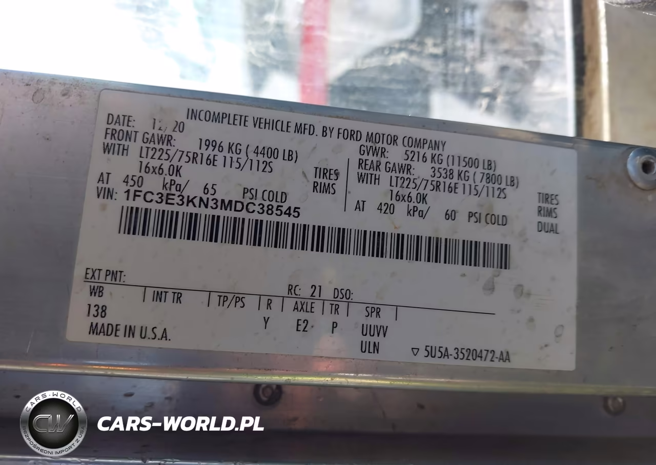 2021 Ford E-350 Stripped VIN:1FC3E3KN3MDC38545 - 8