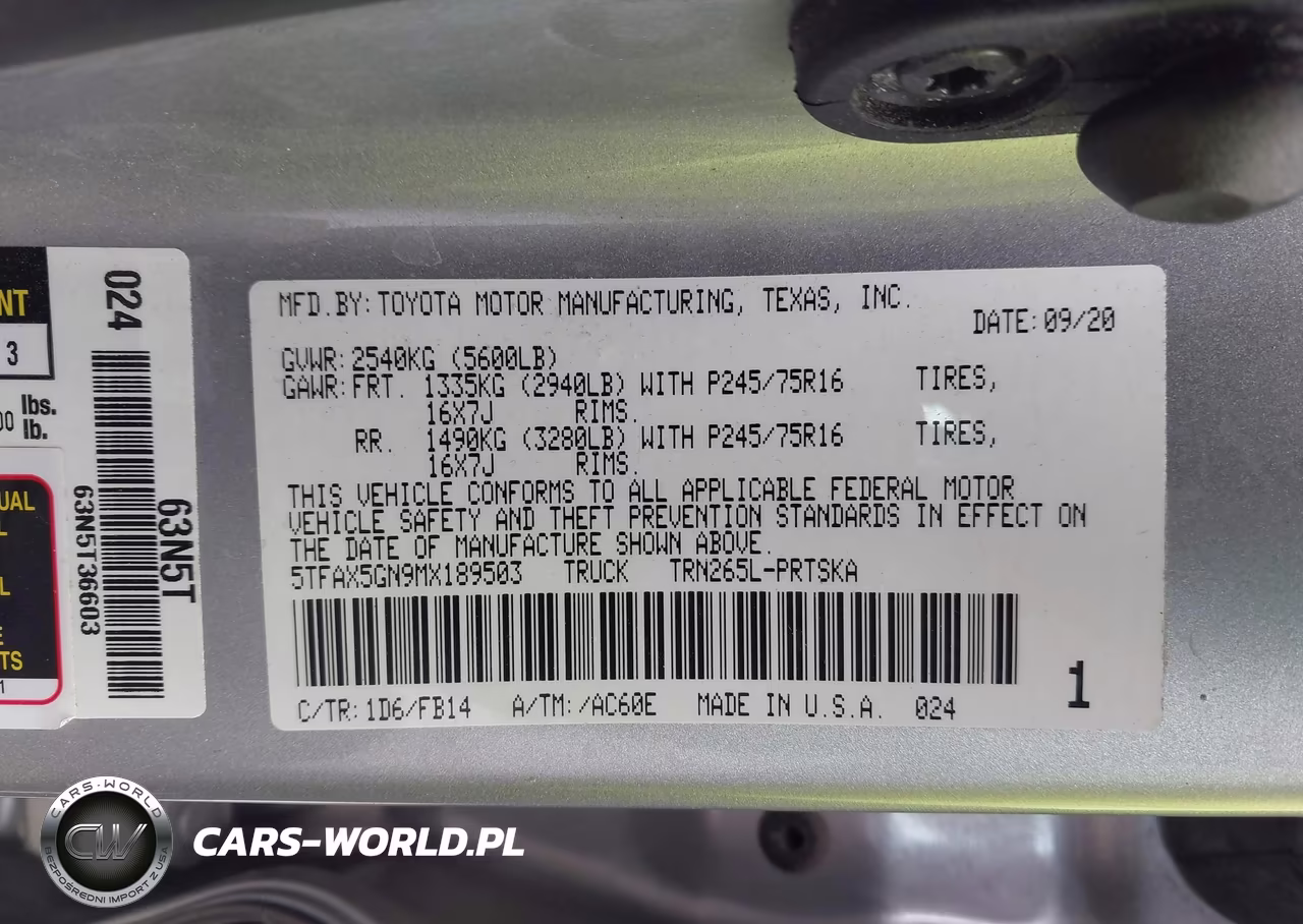 2021 Toyota Tacoma Sr VIN:5TFAX5GN9MX189503 - 9