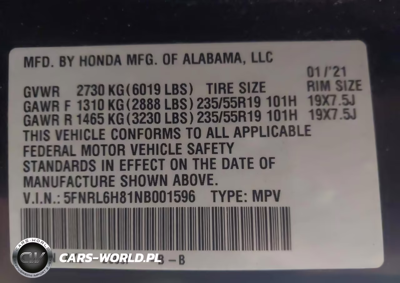 2022 Honda Odyssey Touring VIN:5FNRL6H81NB001596 - 9