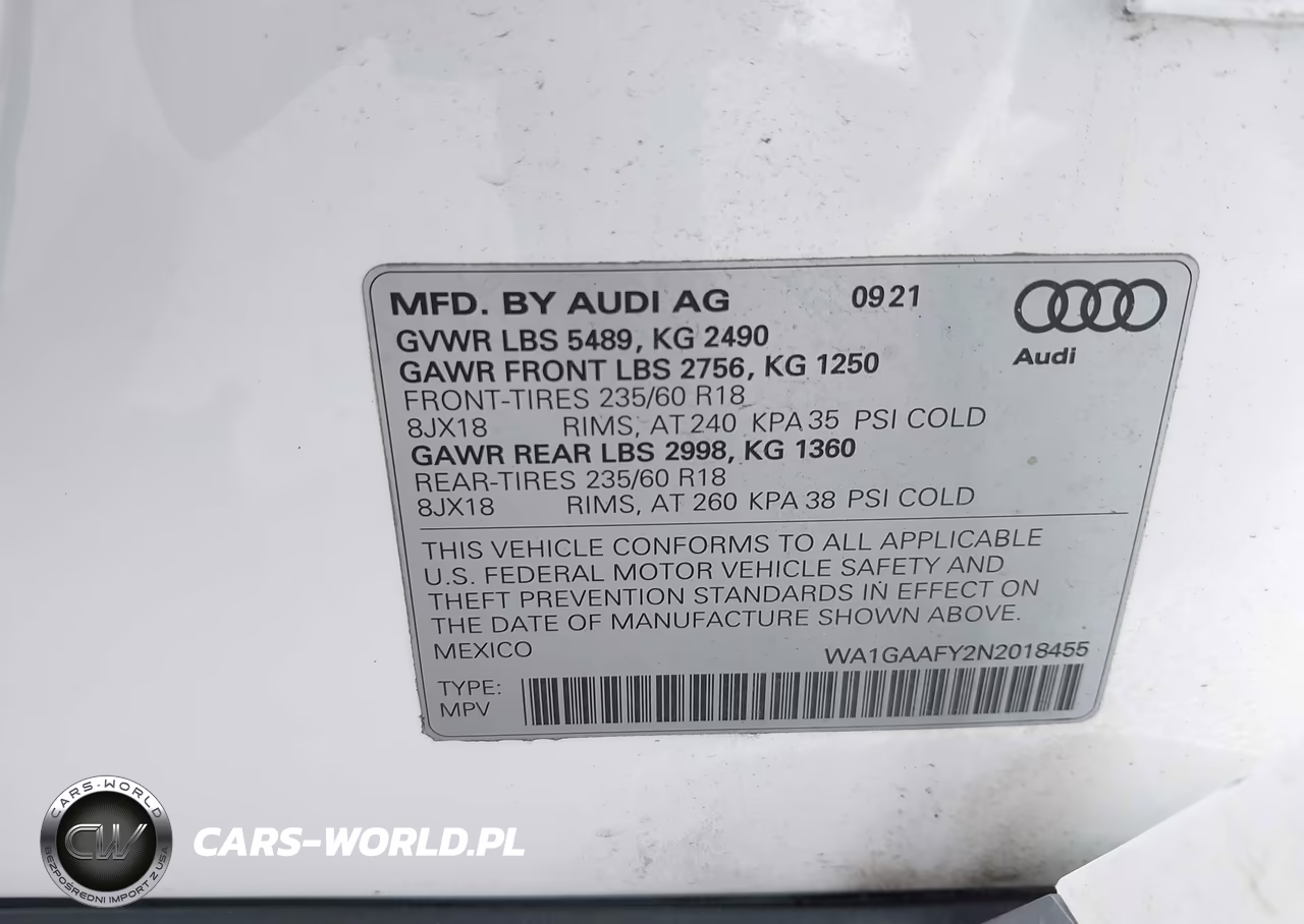 2022 Audi Q5 Premium 45 Tfsi S Line Quattro S Tronic VIN:WA1GAAFY2N2018455 - 9