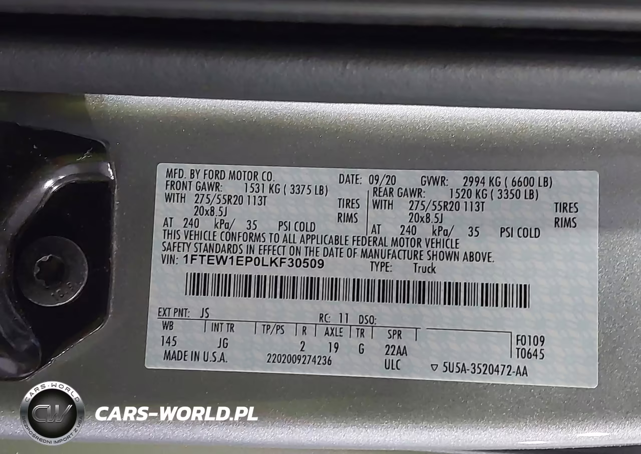 2020 Ford F-150 Xl VIN:1FTEW1EP0LKF30509 - 9