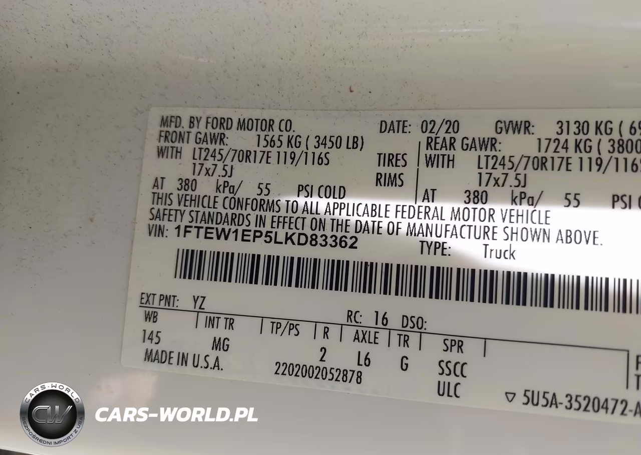 2020 Ford F-150 Xlt VIN:1FTEW1EP5LKD83362 - 9