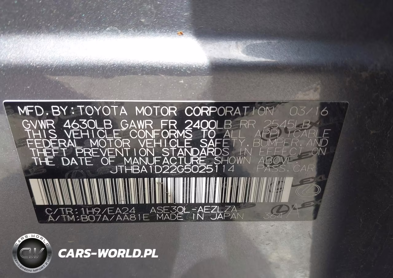 2016 Lexus Is 200T VIN:JTHBA1D22G5025114 - 9