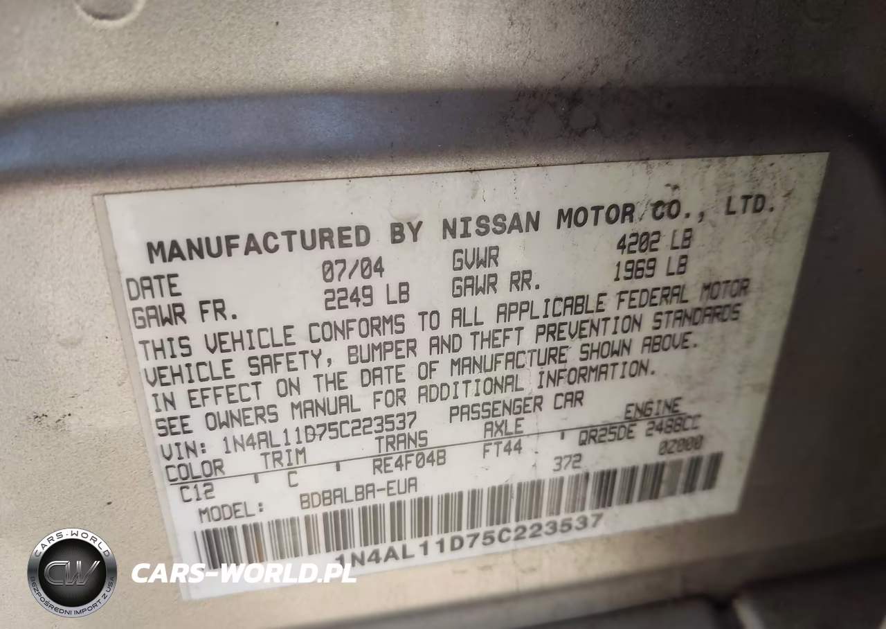 2005 Nissan Altima 2.5 S VIN:1N4AL11D75C223537 - 9