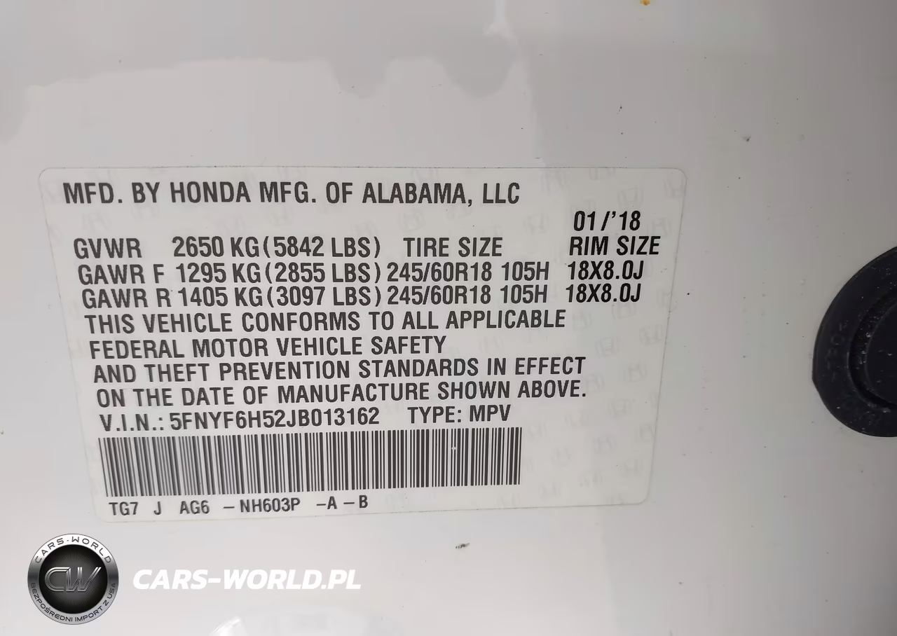 2018 Honda Pilot Ex-L VIN:5FNYF6H52JB013162 - 9