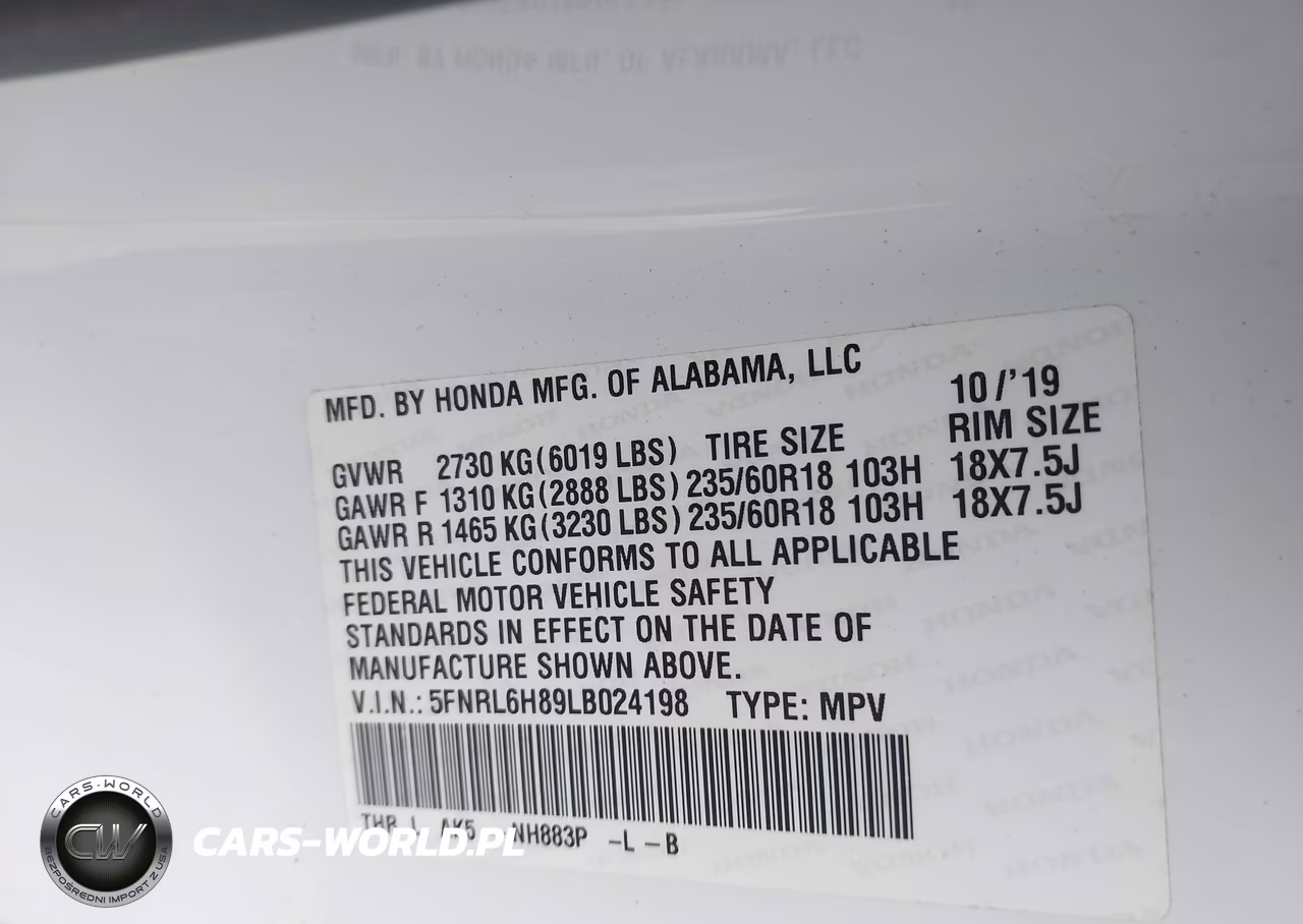 2020 Honda Odyssey Touring VIN:5FNRL6H89LB024198 - 9