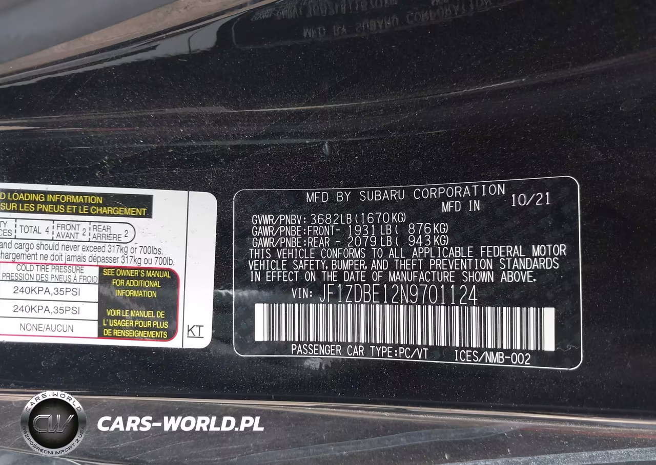 2022 Subaru Brz Limited VIN:JF1ZDBE12N9701124 - 9