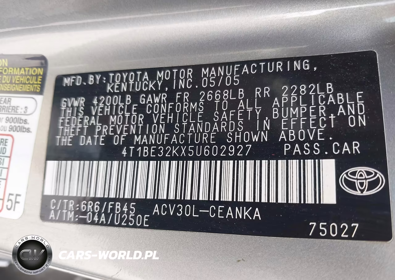 2005 Toyota Camry Le VIN:4T1BE32KX5U602927 - 9