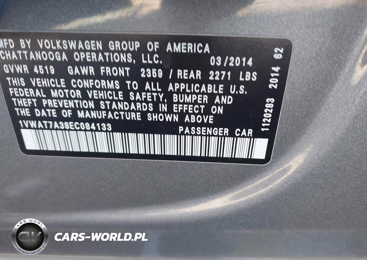 2014 Volkswagen Passat 1.8T Wolfsburg Edition VIN:1VWAT7A38EC084133 - 9