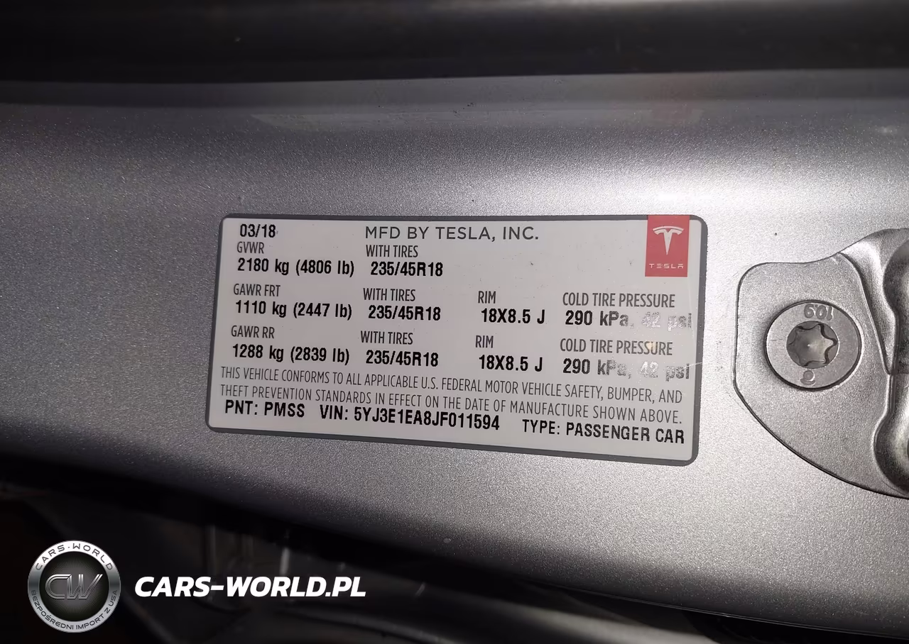 2018 Tesla Model 3 Long Range-Mid Range VIN:5YJ3E1EA8JF011594 - 9