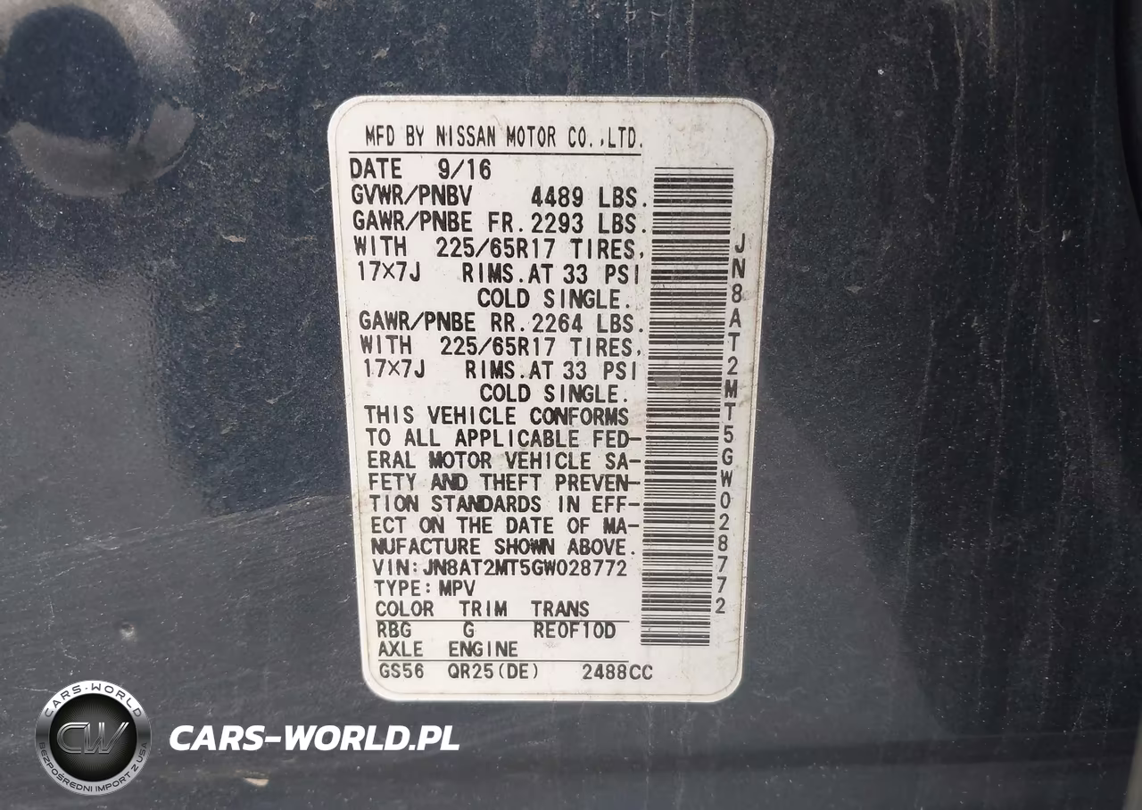 2016 Nissan Rogue Sv VIN:JN8AT2MT5GW028772 - 9