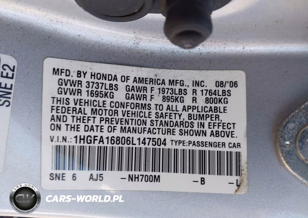 2006 Honda Civic Ex VIN:1HGFA16806L147504 - 9