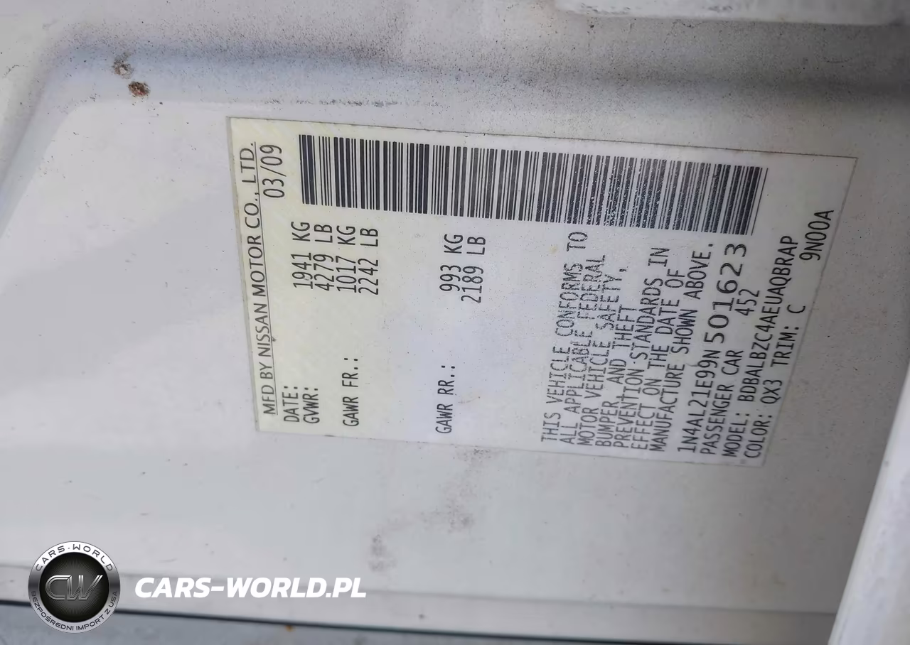 2009 Nissan Altima 2.5 S VIN:1N4AL21E99N501623 - 9