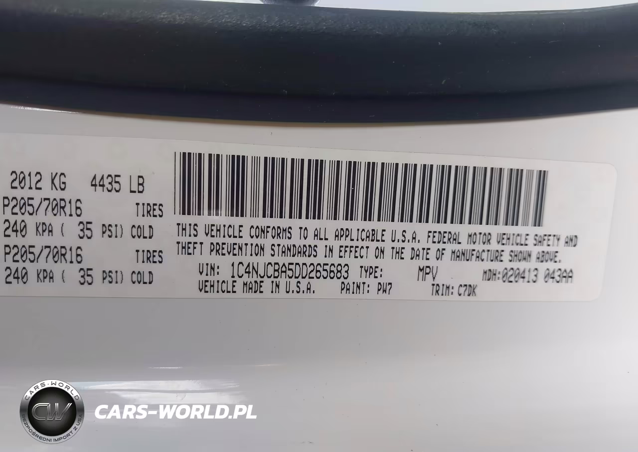 2013 Jeep Compass Sport VIN:1C4NJCBA5DD265683 - 9