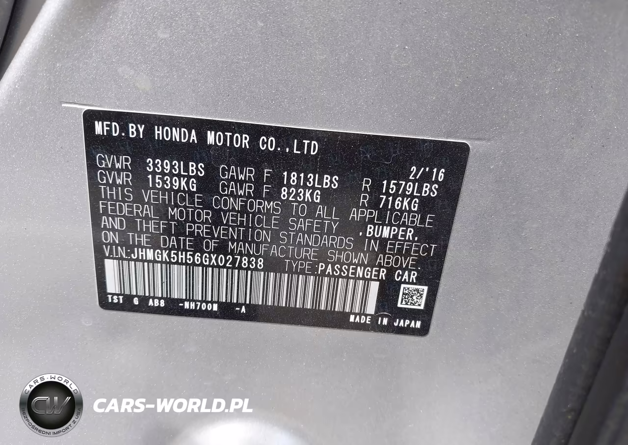2016 Honda Fit Lx VIN:JHMGK5H56GX027838 - 9