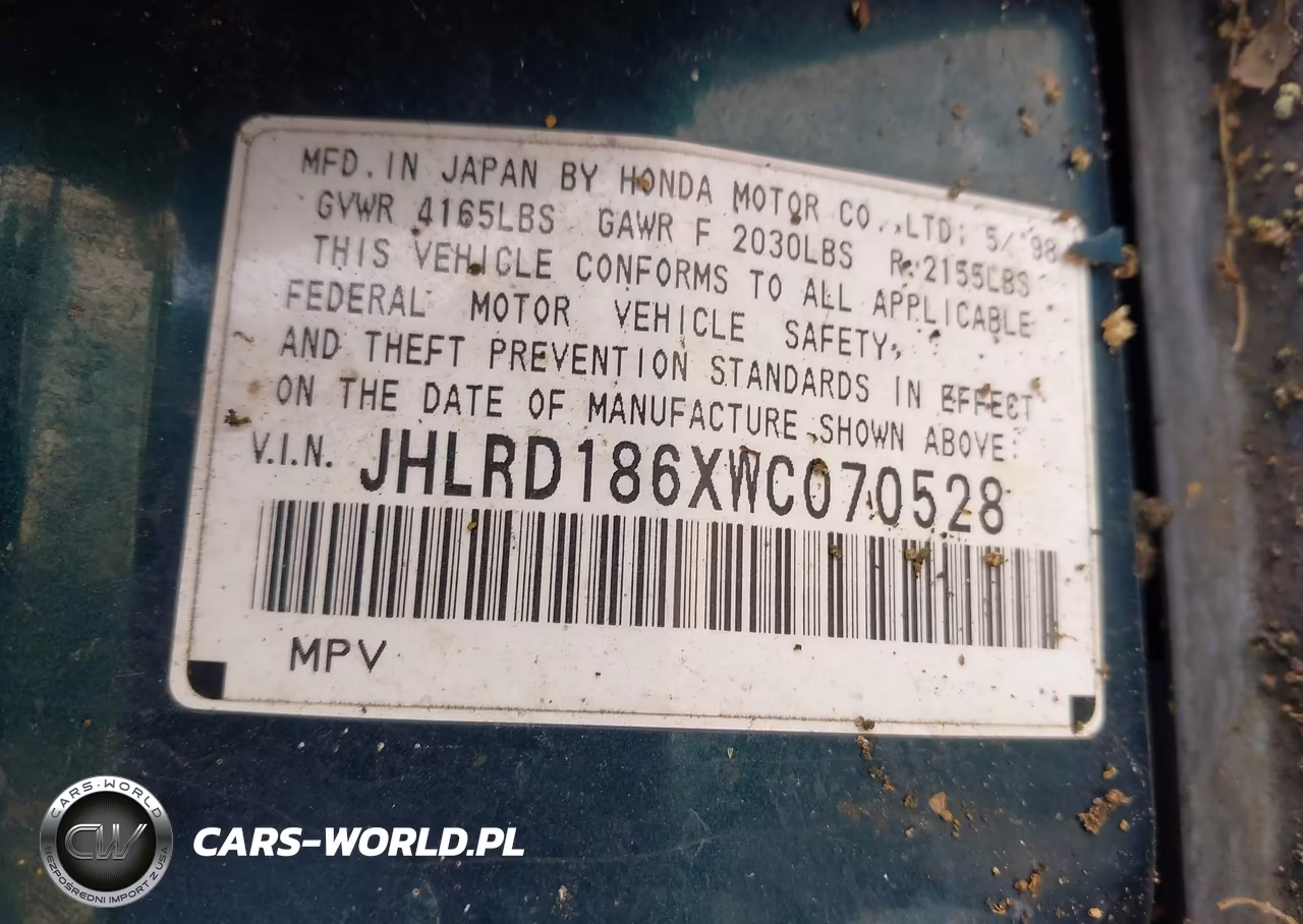 1998 Honda Cr-V Ex VIN:JHLRD186XWC070528 - 9