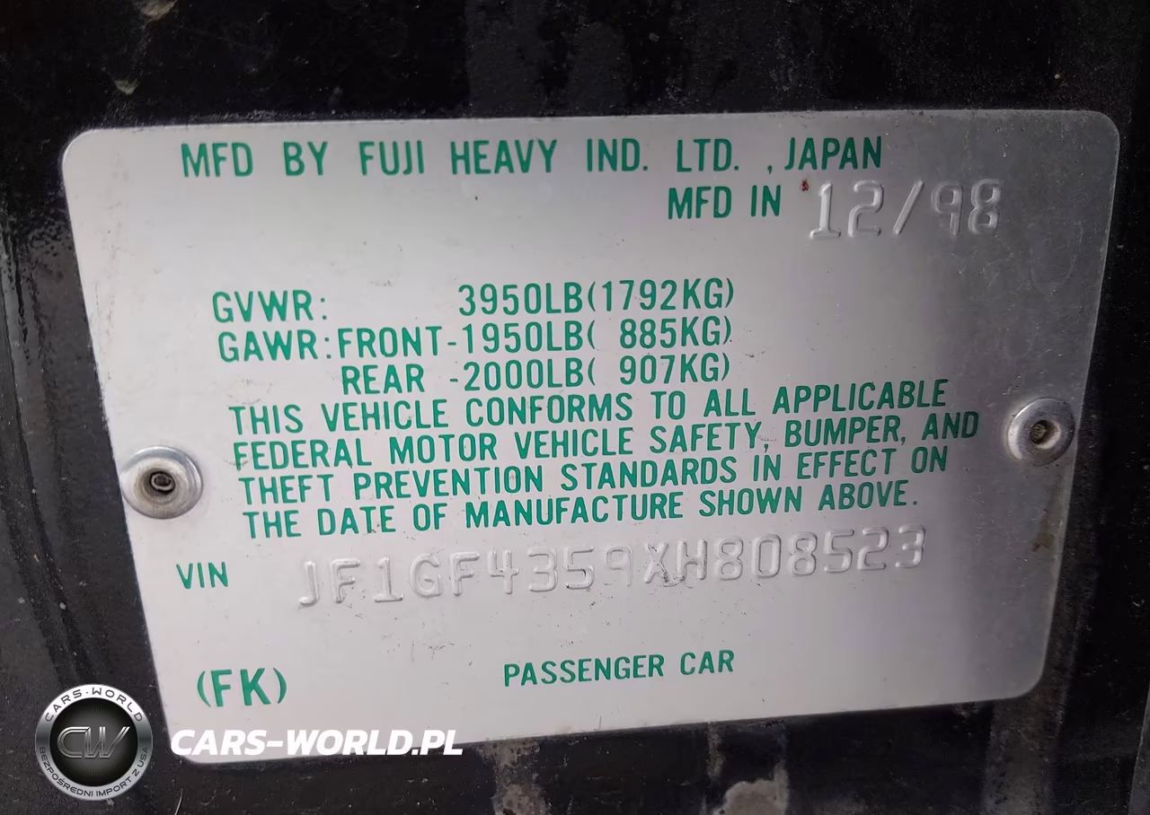 1999 Subaru Impreza L VIN:JF1GF4359XH808523 - 9