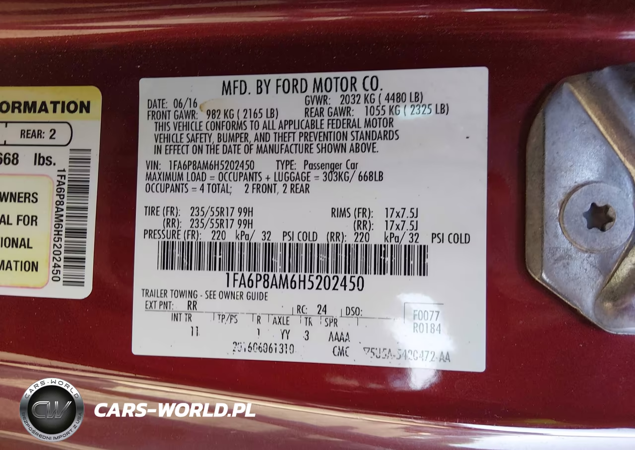 2017 Ford Mustang V6 VIN:1FA6P8AM6H5202450 - 9