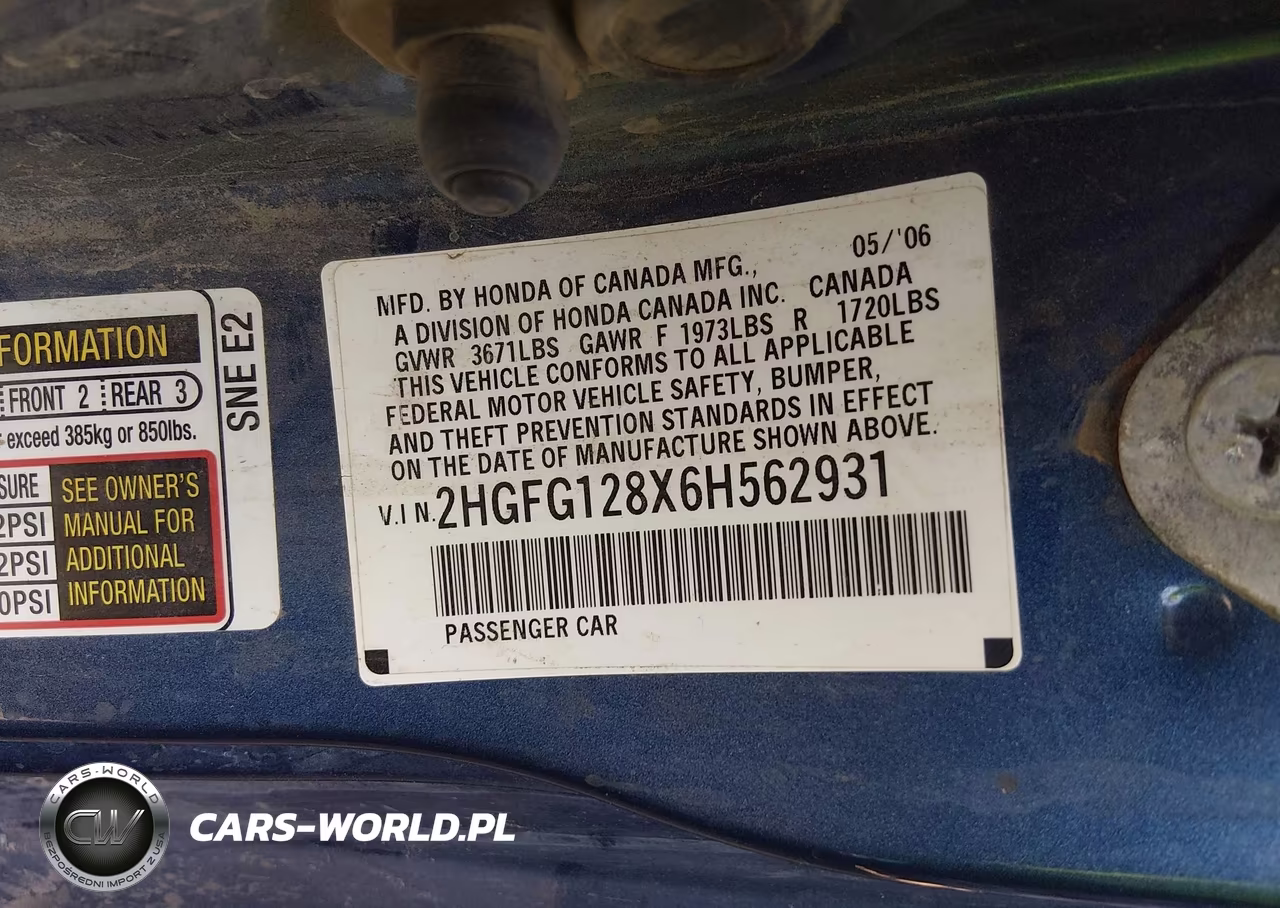 2006 Honda Civic Ex VIN:2HGFG128X6H562931 - 9