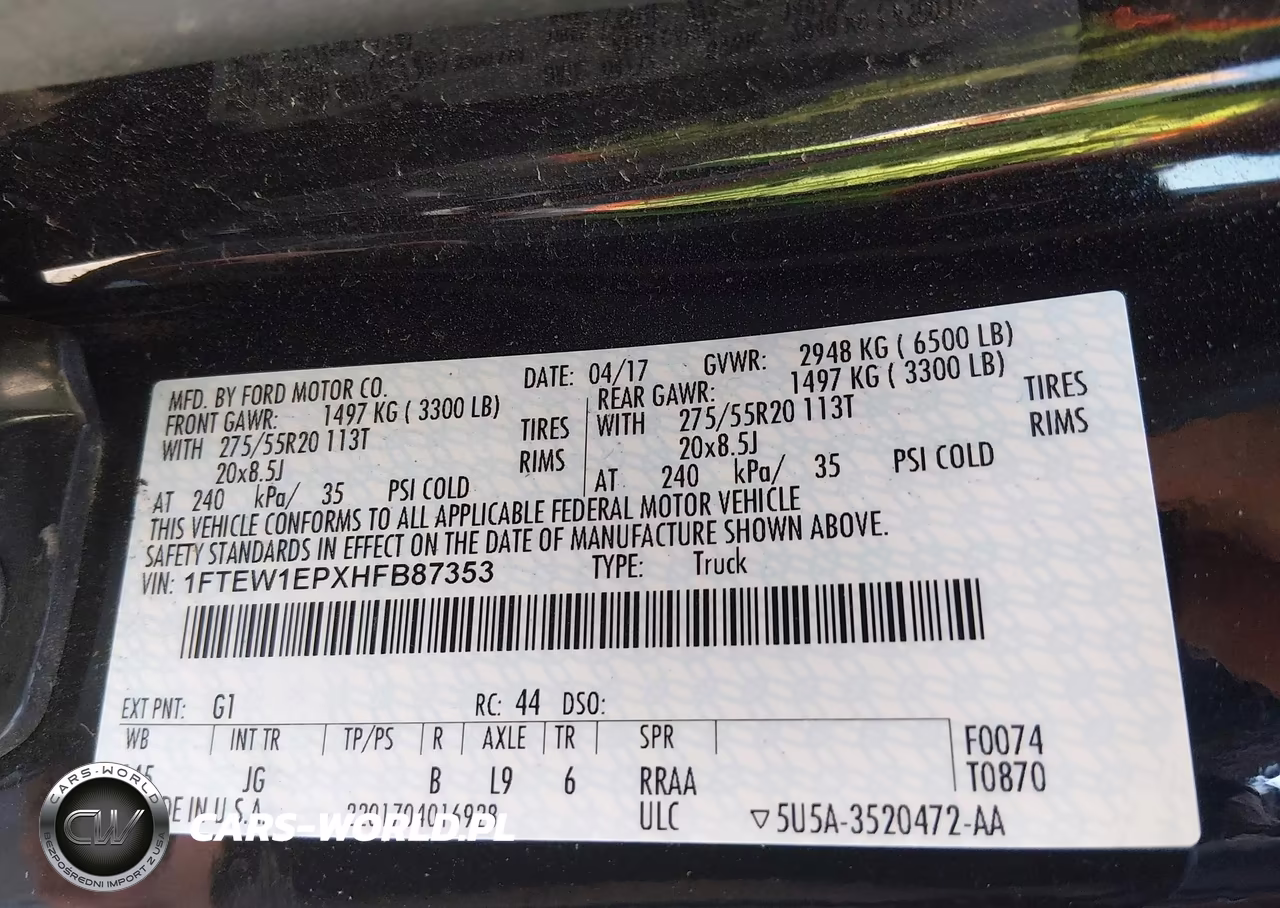 2017 Ford F-150 Xl VIN:1FTEW1EPXHFB87353 - 9