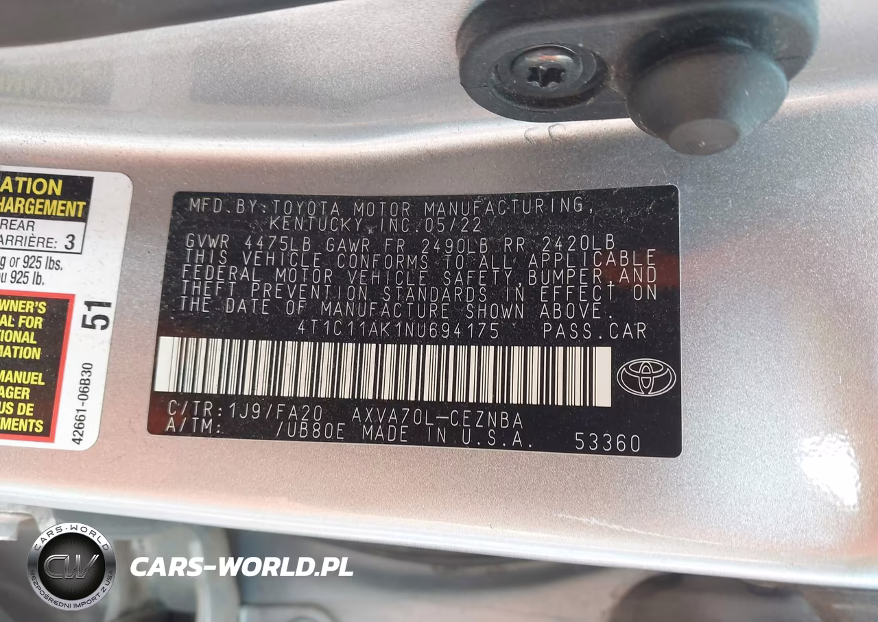 2022 Toyota Camry Le VIN:4T1C11AK1NU694175 - 9